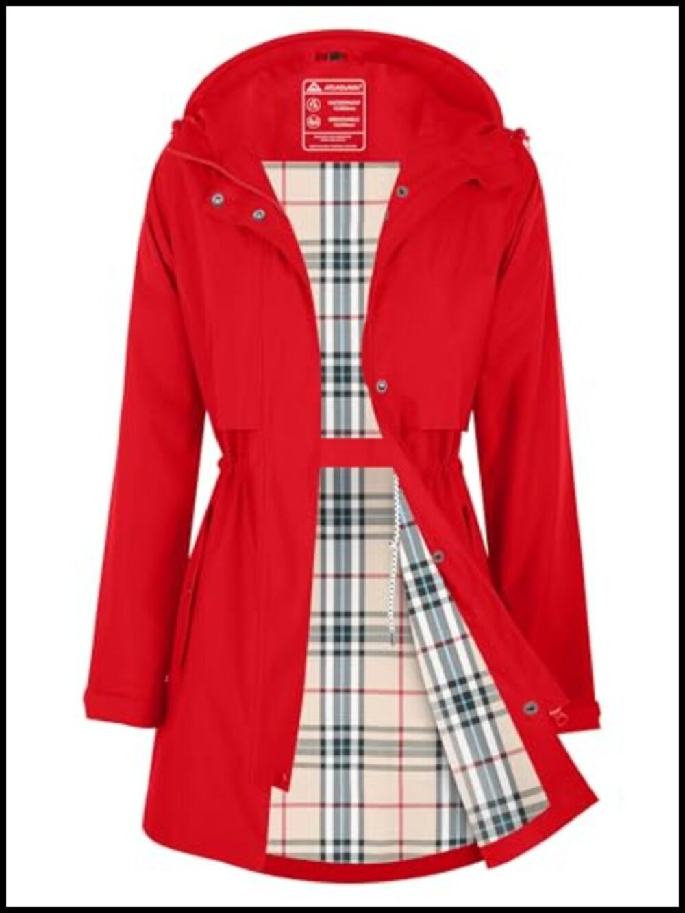 Women's Waterproof Breathable Rain Jacket Hooded Long Windbreaker Trench Coat